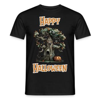 Halloween – Happy Halloween gruseliger alter Baum - Männer T-Shirt - Schwarz - Vorne - AI Model Male 178 light (178cm)
