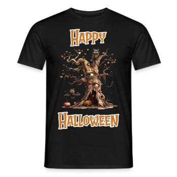 Halloween – Happy Halloween gruseliger alter Baum - Männer T-Shirt - Schwarz - Vorne - AI Model Male 178 light (178cm)