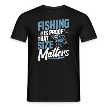 Fishing is proof that it depends on the size of the - Men's T-Shirt - black - Front - AI Model Male 178 light (178cm)