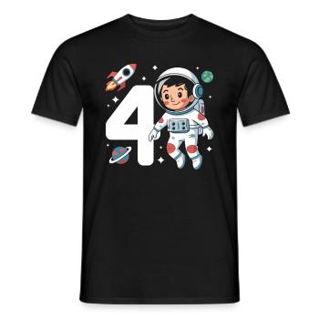 4e anniversaire astronaute aventure spatiale pour les garçons - T-shirt homme - noir - Devant - AI Model Male 178 light (178cm)