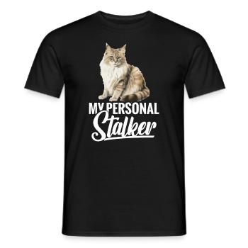 Katze: Mein Persönlicher Stalker - Männer T-Shirt - Schwarz - Vorne - AI Model Male 178 light (178cm)