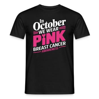 En octobre, nous portons du Pink Horror Breast Cancer - T-shirt homme - noir - Devant - AI Model Male 178 light (178cm)