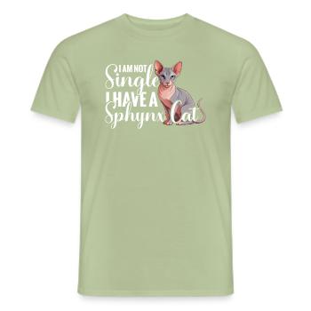 I'm not single, I have a Sphynx cat. - Men's T-Shirt - sage - Front - AI Model Male 178 light (178cm)