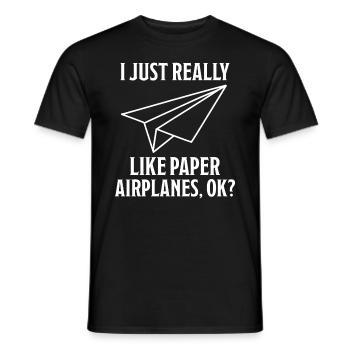 Avion en papier disant blague Avion en papier cadeau - T-shirt homme - noir - Devant - AI Model Male 178 light (178cm)