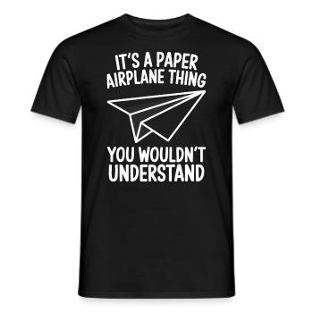 Avion en papier disant blague Avion en papier cadeau - T-shirt homme - noir - Devant - AI Model Male 178 light (178cm)