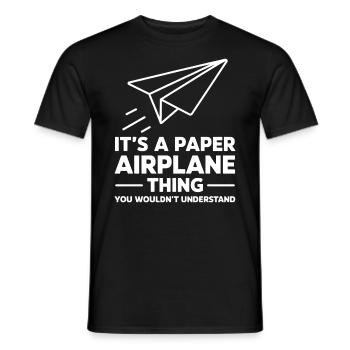 Avion en papier disant blague Avion en papier cadeau - T-shirt homme - noir - Devant - AI Model Male 178 light (178cm)