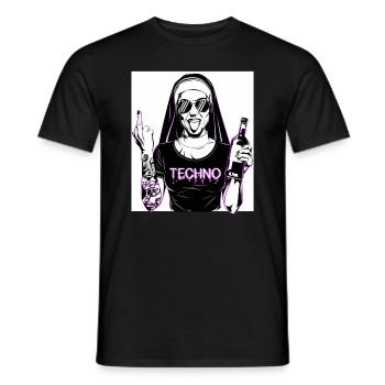 Rebellious Nun Techno Party Hardstyle - T-shirt homme - noir - Devant - AI Model Male 178 light (178cm)