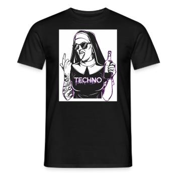Rebellious Nun Techno Party Hardstyle - T-shirt homme - noir - Devant - AI Model Male 178 light (178cm)