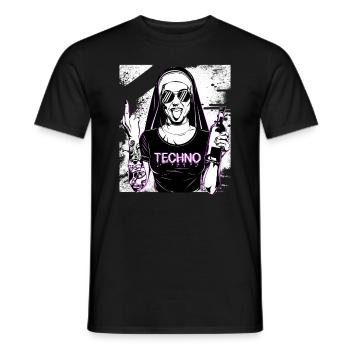 Rebellious Nun Techno Party Hardstyle - T-shirt homme - noir - Devant - AI Model Male 178 light (178cm)