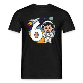 6e anniversaire astronaute aventure spatiale pour les garçons - T-shirt homme - noir - Devant - AI Model Male 178 light (178cm)