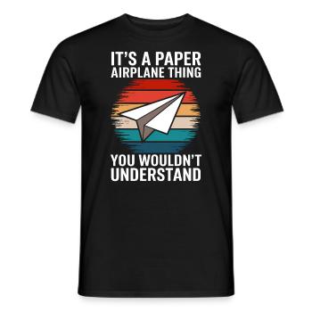 Avion en papier disant blague Avion en papier cadeau - T-shirt homme - noir - Devant - AI Model Male 178 light (178cm)