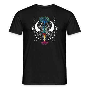 Namaste illustration of a beautiful, detailed - Men's T-Shirt - black - Front - AI Model Male 178 light (178cm)