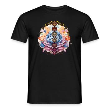Namaste illustration of a beautiful, detailed - Men's T-Shirt - black - Front - AI Model Male 178 light (178cm)
