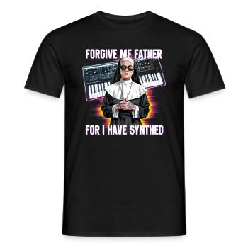Forgive Me Father For I Have Synthed Funny Synth - Men's T-Shirt - black - Front - AI Model Male 178 light (178cm)