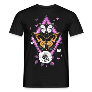 Rosen & Schmetterlinge - Floral Future Vibes - Männer T-Shirt - Schwarz - Vorne - AI Model Male 178 light (178cm)