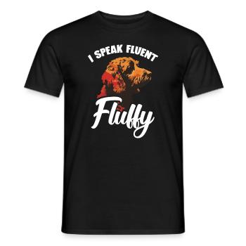 Bernedoodle, Ich Spreche Fließend, Flauschig - Männer T-Shirt - Schwarz - Vorne - AI Model Male 178 light (178cm)