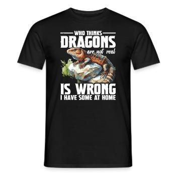 Uromastyx Qui pense qu’il n’y a pas de vrais dragons - T-shirt homme - noir - Devant - AI Model Male 178 light (178cm)