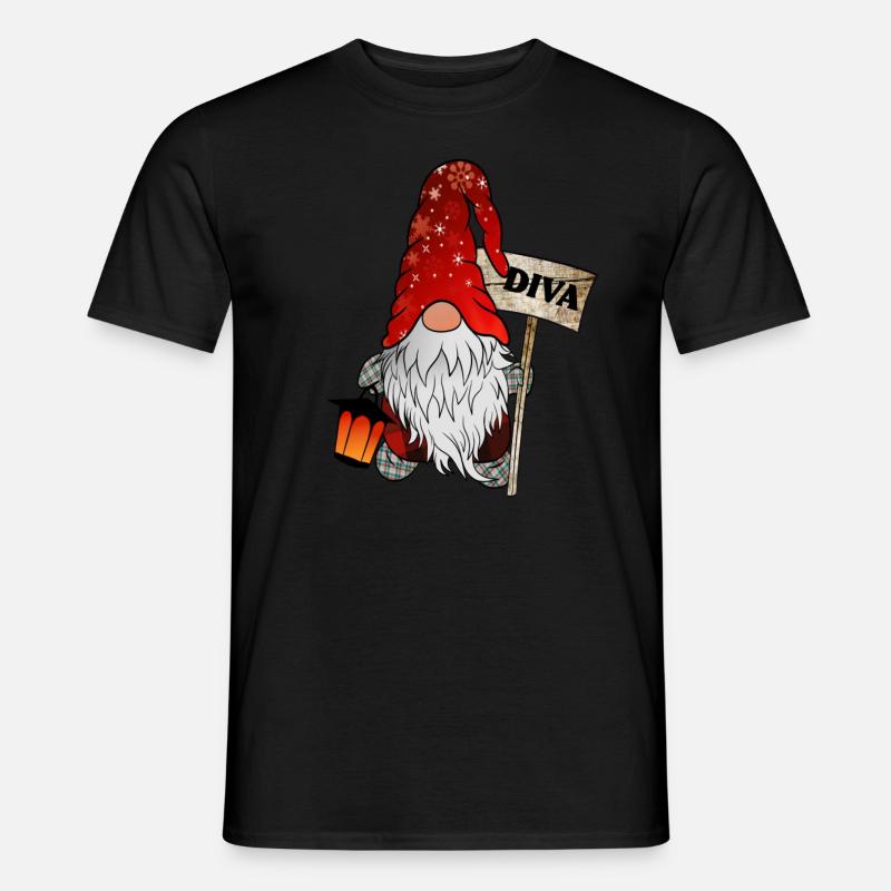Wichtel Diva Weihnachtsgnom - Männer T-Shirt - Schwarz