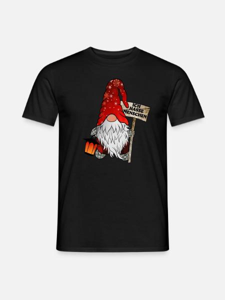 Ich Hasse Menschen Wichtel - Ugly Christmas Gnom - Mænd T-shirt - sort
