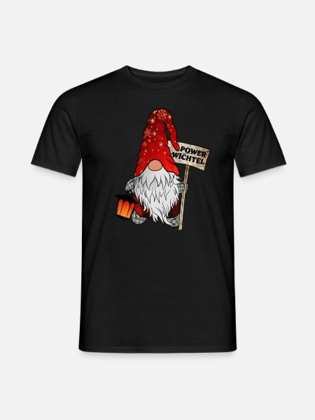 Power Wichtel Weihnachtsgnom - Männer T-Shirt - Schwarz
