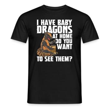 I have baby dragons at home, do you want them - Men's T-Shirt - black - Front - AI Model Male 178 light (178cm)