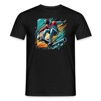 Skater on the Skateboarder Design Skatebording - Men's T-Shirt - black - Front - AI Model Male 178 light (178cm)