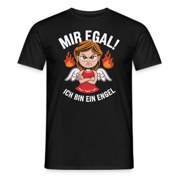 Mir Egal! Ich Bin Ein Engel Lustiges Sarkasmus - Männer T-Shirt - Schwarz - Vorne - AI Model Male 178 light (178cm)