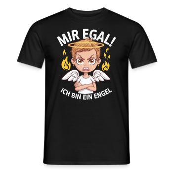 Mir Egal! Ich Bin Ein Engel Lustiges Sarkasmus - Männer T-Shirt - Schwarz - Vorne - AI Model Male 178 light (178cm)