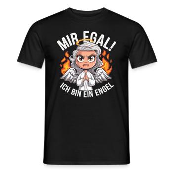 Mir Egal! Ich Bin Ein Engel Lustiges Sarkasmus - Männer T-Shirt - Schwarz - Vorne - AI Model Male 178 light (178cm)