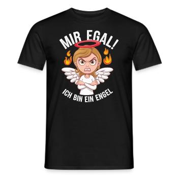 Mir Egal! Ich Bin Ein Engel Lustiges Sarkasmus - Männer T-Shirt - Schwarz - Vorne - AI Model Male 178 light (178cm)