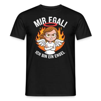 Mir Egal! Ich Bin Ein Engel Lustiges Sarkasmus - Männer T-Shirt - Schwarz - Vorne - AI Model Male 178 light (178cm)