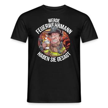 Devenez pompier vous avez dit drôle - T-shirt homme - noir - Devant - AI Model Male 178 light (178cm)