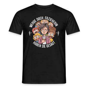 Devenir un éducateur drôle de dicton de garderie - T-shirt homme - noir - Devant - AI Model Male 178 light (178cm)
