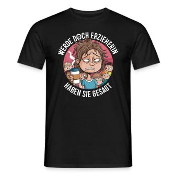 Devenir un éducateur drôle de dicton de garderie - T-shirt homme - noir - Devant - AI Model Male 178 light (178cm)