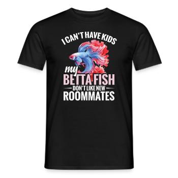 "I can't have children, my betta fish - Men's T-Shirt - black - Front - AI Model Male 178 light (178cm)