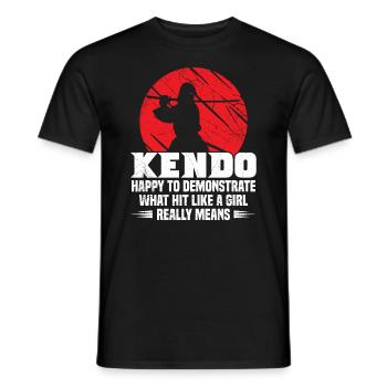 Kendo aime montrer ce qu’est vraiment Hit Like A Girl - T-shirt homme - noir - Devant - AI Model Male 178 light (178cm)