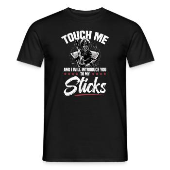 Touche-moi et je te donnerai mes bâtons - T-shirt homme - noir - Devant - AI Model Male 178 light (178cm)