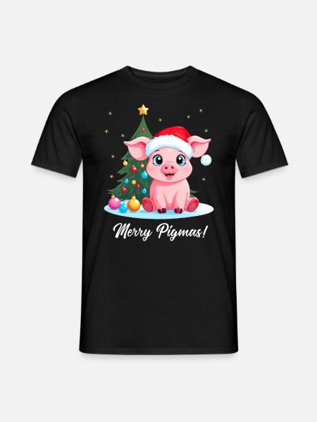 Schwein Weihnachten Landwirt Merry Pigmas - Männer T-Shirt - Schwarz