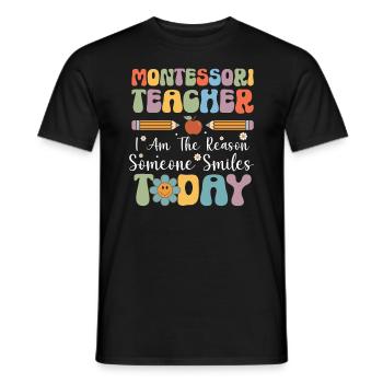 Enseignante Montessori Je suis la raison pour laquelle quelqu’un - T-shirt homme - noir - Devant - AI Model Male 178 light (178cm)
