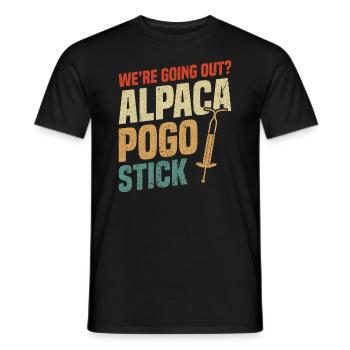 On sort ? Bâton de pogo d’alpaga - T-shirt homme - noir - Devant - AI Model Male 178 light (178cm)