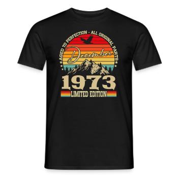 Vintage December 1973 Vintage Retro Birthday - Men's T-Shirt - black - Front - AI Model Male 178 light (178cm)