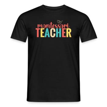 Prof Montessori par laquelle je me lève - T-shirt homme - noir - Devant - AI Model Male 178 light (178cm)