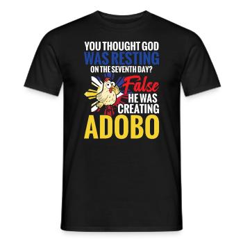 Sie Dachten, Gott Würde Sich Am Siebten Tag - Männer T-Shirt - Schwarz - Vorne - AI Model Male 178 light (178cm)