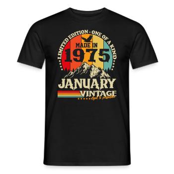 Vintage January 1975 Vintage Retro Birthday - Men's T-Shirt - black - Front - AI Model Male 178 light (178cm)