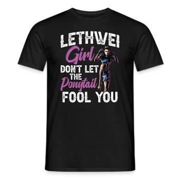 Lethwei Girl, ne laisse pas ta queue de cheval - T-shirt homme - noir - Devant - AI Model Male 178 light (178cm)