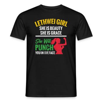 Lethwei Mädchen, Sie Ist Schönheit, Sie Ist Gnade, - Männer T-Shirt - Schwarz - Vorne - AI Model Male 178 light (178cm)