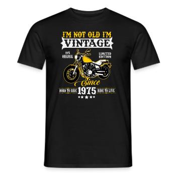 Vintage 1975 born motorcycle motorcyclist - Men's T-Shirt - black - Front - AI Model Male 178 light (178cm)