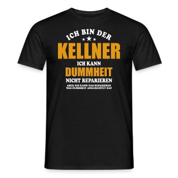 Kellner - ich kann Dummheit nicht reparieren - Männer T-Shirt - Schwarz - Vorne - AI Model Male 178 light (178cm)