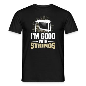 I'm good with strings - Men's T-Shirt - black - Front - AI Model Male 178 light (178cm)