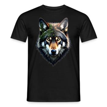 Wolf Kopf - Männer T-Shirt - Schwarz - Vorne - AI Model Male 178 light (178cm)